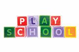 playschool in toy play block letters with clipping path on white