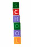 school in toy play block letters with clipping path on white