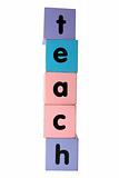 teach in toy play block letters with clipping path on white