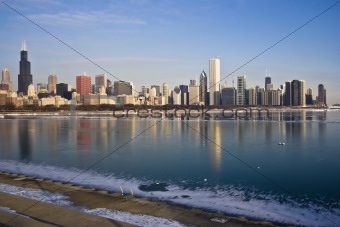 Frozen Lake Michigan in Chicago