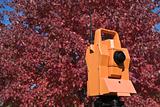 Surveying during colorful fall