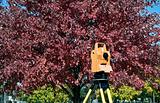 Surveying during colorful fall