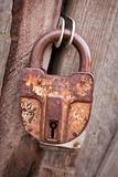 Big ancient rusty padlock