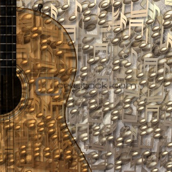 abstract musical background guitar and notes