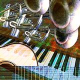 abstract musical background guitar trumpet and piano