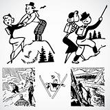 Vector Vintage Hiking Graphics