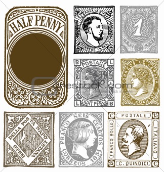 Vector Set of Retro Distressed Stamps