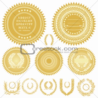Vector Gold Seals and Wreaths
