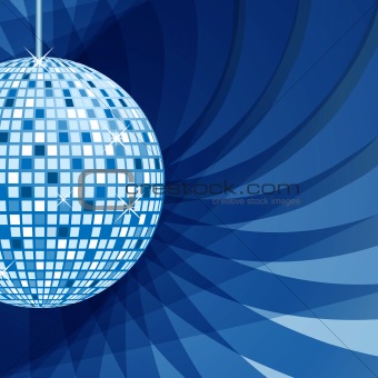 Disco ball blue on abstract background