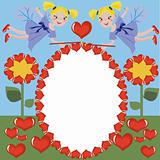 Frame with hearts and fairies