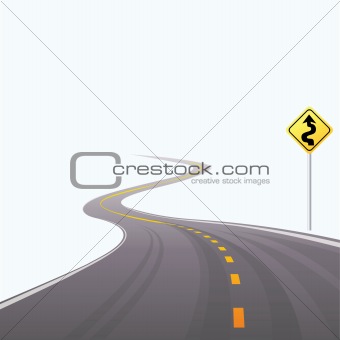 The asphalted road leaving in a distance.Vector illustration