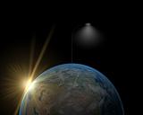 Earth with lamp and sun