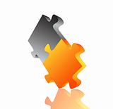 Abstract 3D puzzle design element . Vector