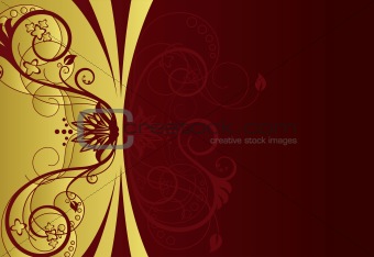 Gold and red floral border design