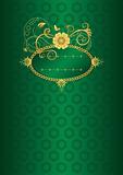 Green and gold floral card