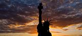 The silhouette of Statue of Liberty