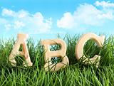 ABC letters in the grass