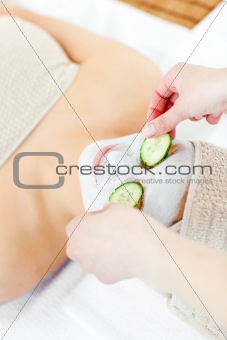 Green woman having a massage 