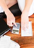 Young woman doing accountancy at home