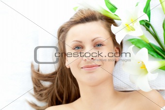 Portrait of an attractive woman in a spa center 