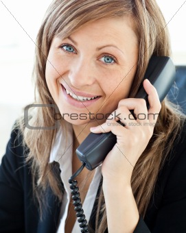 Portrait of a beautiful businesswoman talking on phone