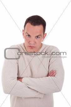 man upset with his arms crossed