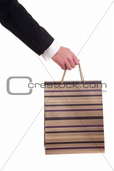 detail of a hand of a man doing shopping,with bags