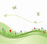 Green spring field illustration