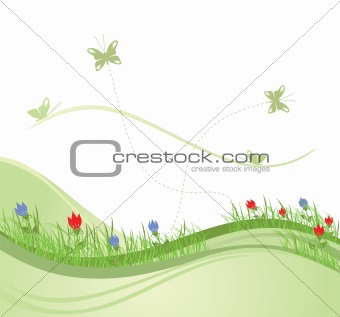 Green spring field illustration