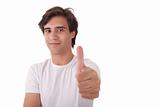 Young men with thumbs up hand sign