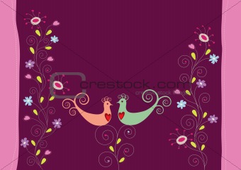 Love birds and flowers