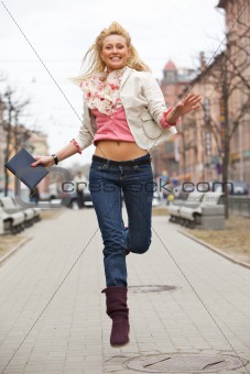 Student jumping
