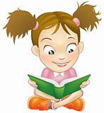 Illustration young girl reading book