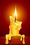 flame of burning candle with dripping wax