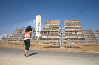 walking at solar power plant