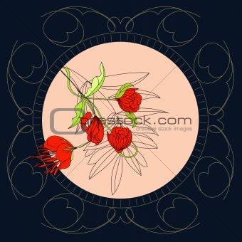 Frame with red flowers