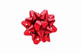 Red Gift Bow Over White Background