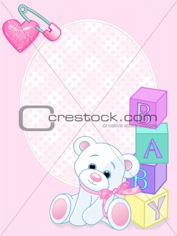 Baby pink arrival card