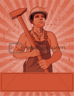 Worker  and a hammer