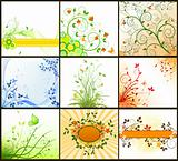Floral background vector set