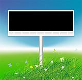 Billboard on green field background, place for your text