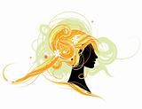 Woman head silhouette, hairstyle design