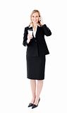 Beautiful caucasian businesswoman talking on phone
