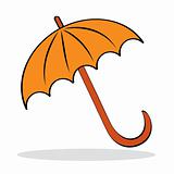 Orange umbrella with grey shadow
