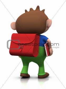 boy on his way to school
