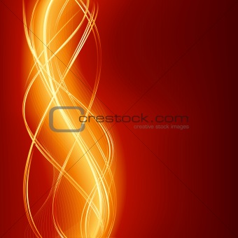 Abstract wave background in flaming red golden