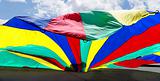 color parachute silhouette child play