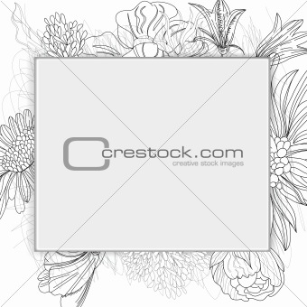 Doodle floral frame