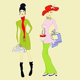 Two young women with shopping bag