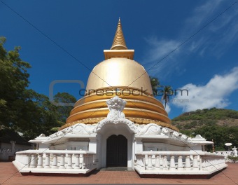 Buddhist dagoba (stupa) in Golden Temple, Dambulla, Sri Lanka